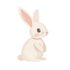 Fototapeta premium Adorable watercolor bunny illustration featuring a cute rabbit in a pastel dress, holding a tulip, perfect for Easter, nursery decor, greeting cards, kids' projects, invitations, spring-themed