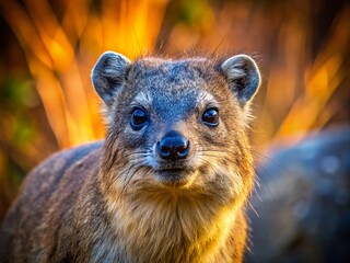 Rock Hyrax Close-Up Portrait:  Low Light Wildlife Photography