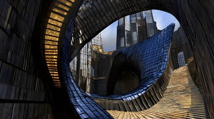 Naklejka premium Futuristic Cityscape Abstract Architecture Modern Building Design