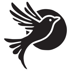 Silhouette of a bird on white background