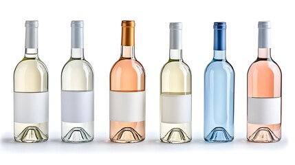 Wine Bottles Mockup  Blank Labels  White  Ros   Blue Wine