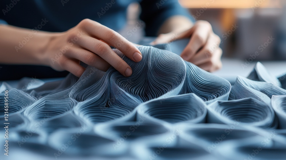 Poster mesmerizing abstract fabric texture with flowing organic patterns and curving waves