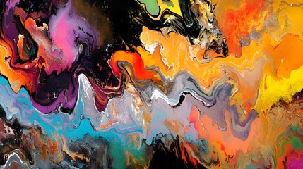 Abstract Fluid Acrylic Painting  Swirling Colors  Modern Art