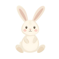 Fototapeta premium Adorable watercolor bunny illustration featuring a cute rabbit in a pastel dress, holding a tulip, perfect for Easter, nursery decor, greeting cards, kids' projects, invitations, spring-themed