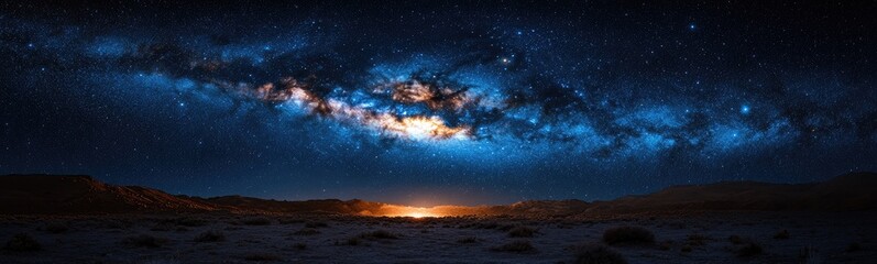 Obraz premium Desert Night Sky with Brilliant Milky Way Galaxy