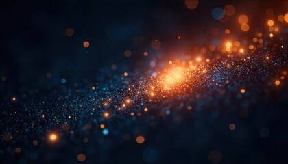 Fototapeta premium Abstract Glowing Particle Background with Dynamic Blue and Orange Bokeh