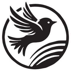 Silhouette of a bird on white background