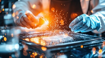 Sparkling Explosion of Molten Metal During Intense Industrial Welding Process in Workshop