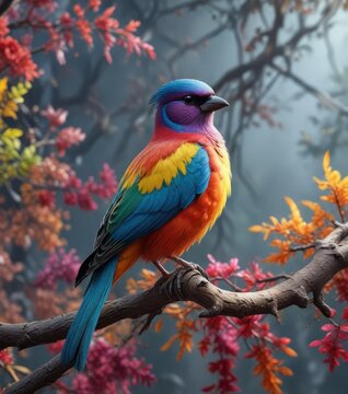 Bird perched on a branch with colorful plumage, avian, lorius garrulus