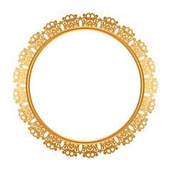 Indian flower mandala art with luxury golden circle frame transparent vintage gold circular pattern