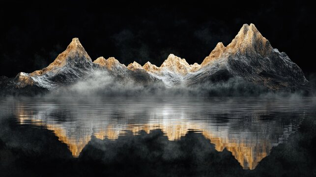 Golden Mountain Reflection: A Serene Landscape