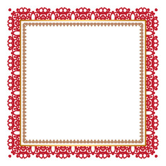Luxury red floral rectangle corner certificate page border pattern line photo thai frame islamic wedding invitation background