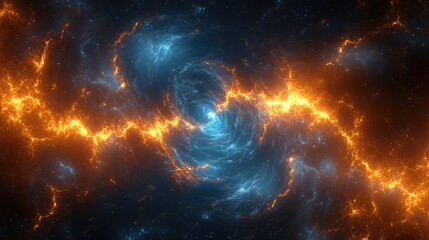 Naklejka premium Cosmic Nebula: A Fiery and Serene Dance of Light and Energy Across the Universe