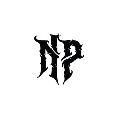 NP monogram logo design letter text name symbol monochrome logotype alphabet character simple logo