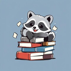 Adorable Raccoon Reading Enthusiast