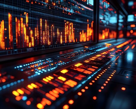 Glowing System Analyzing Global Economic Data Streams for Strategic Decisions in High Tech Financial Institution