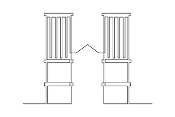 Simple Continuous line drawing of Architectural business concepts drive the building's sustainable design. Building architecture minimalist concept. Business building concept.
