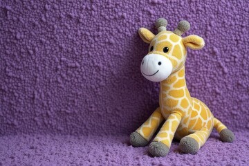 Plush Giraffe Toy on Textured Purple Backdrop