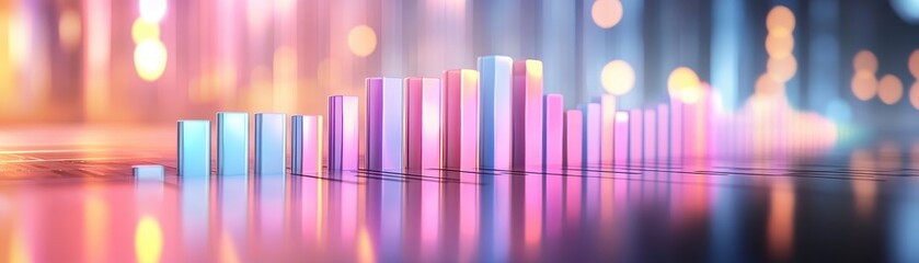 Obraz premium Colorful Abstract Bar Graph with Bokeh Lights in Background Representing Data Analysis and Business Growth
