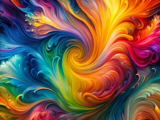 Abstract Colorful Fluid Liquid Paint Swirls Background - Right Copy Space