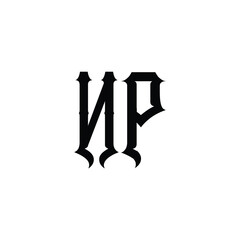 NP monogram logo design letter text name symbol monochrome logotype alphabet character simple logo
