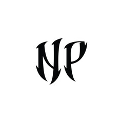 Obraz premium NP monogram logo design letter text name symbol monochrome logotype alphabet character simple logo