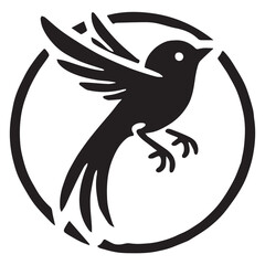 Silhouette of a bird on white background