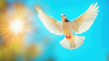 Obraz premium Bird Soaring Through a Vibrant Blue Sky