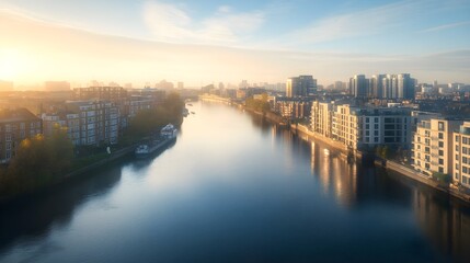 Fototapeta premium golden hour sunrise over river thames london