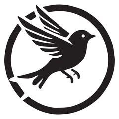 Silhouette of a bird on white background