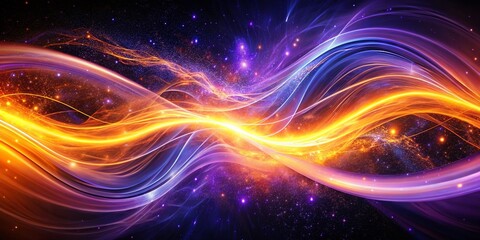 Obraz premium Abstract Cosmic Waves: Futuristic Purple & Orange Energy Fusion