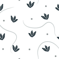 Naklejka premium Hand drawn leaves floral seamless pattern for textile