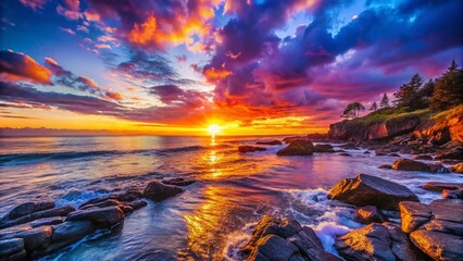 Serene East Coast Sunrise: Golden Hour Light Over Ocean Waves