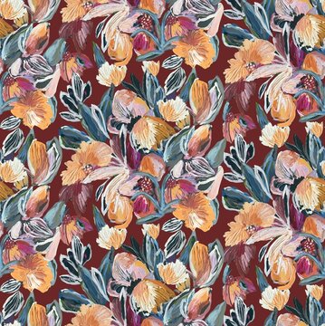 Abstract watercolor painting addition to digital creative allover design seamless floral pattern allover print kurti design multi colour flower design 
