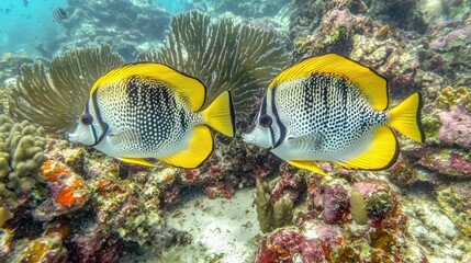 Fototapeta premium Colorful Fish Swimming in Vibrant Coral Reef