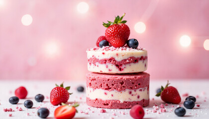 Elegant berry desserts layered with cream, gourmet indulgence