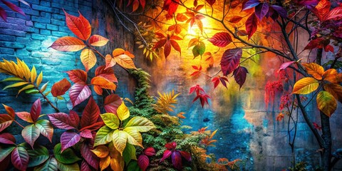 Abstract Double Exposure Wall Background: Urban Texture & Nature Overlay