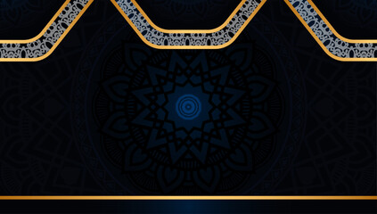 Luxury mandala with meraj un nabi islamic frame lantern ramadan kareem arabic border flyer poster design