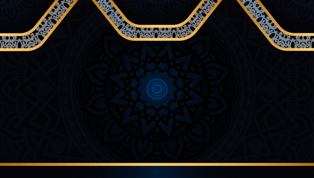 Luxury mandala with meraj un nabi islamic frame lantern ramadan kareem arabic border flyer poster design