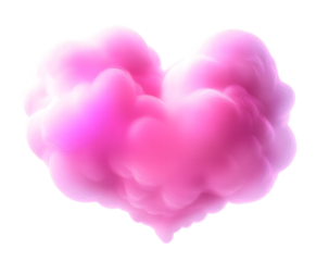 Pink cloud heart neon abstract softness glowing isolated on transparent background.