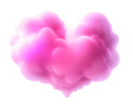 Pink cloud heart neon abstract softness glowing isolated on transparent background.