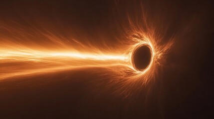 Abstract glowing cosmic portal with a trail of light in deep space illustration