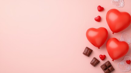 Heart-shaped Balloons and Chocolates for Romantic Celebration
