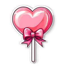 Cute and Cheerful Heart Lollipop Designed as a Glossy Decorative Sticker