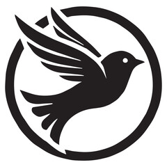 Silhouette of a bird on white background