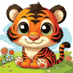 Cute tiger baby vector art illustration 10