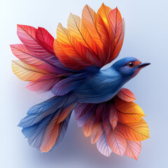 Obraz premium A bird with wings made entirely of multicolored leaves