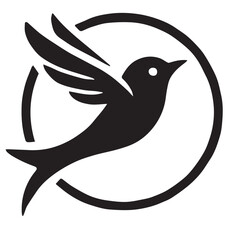 Silhouette of a bird on white background