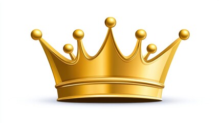 Golden crown isolated on white background decorative element studio setting minimalist viewpoint royalty concept