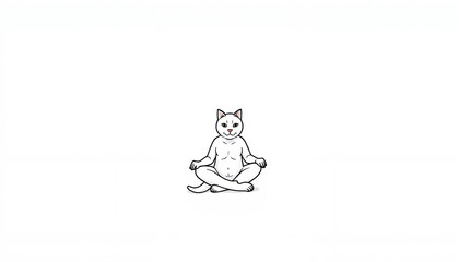 Cat in a Zen Position on a White Background with Copy Space